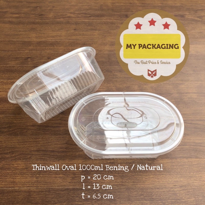 NEW Thinwall HITAM/BENING 1000 ml OVAL (25 set) Container Microwaveable