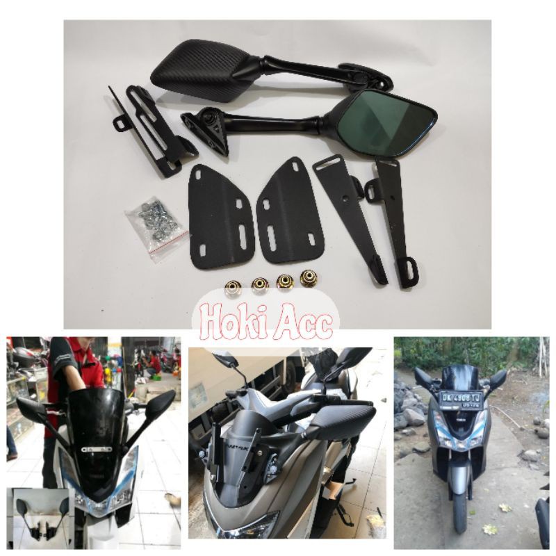 Variasi  Spion Motor R25 Lipat Sepaket Breacket Baut Anti Jebol Nmax New Nmax Old Lexi Motor-2