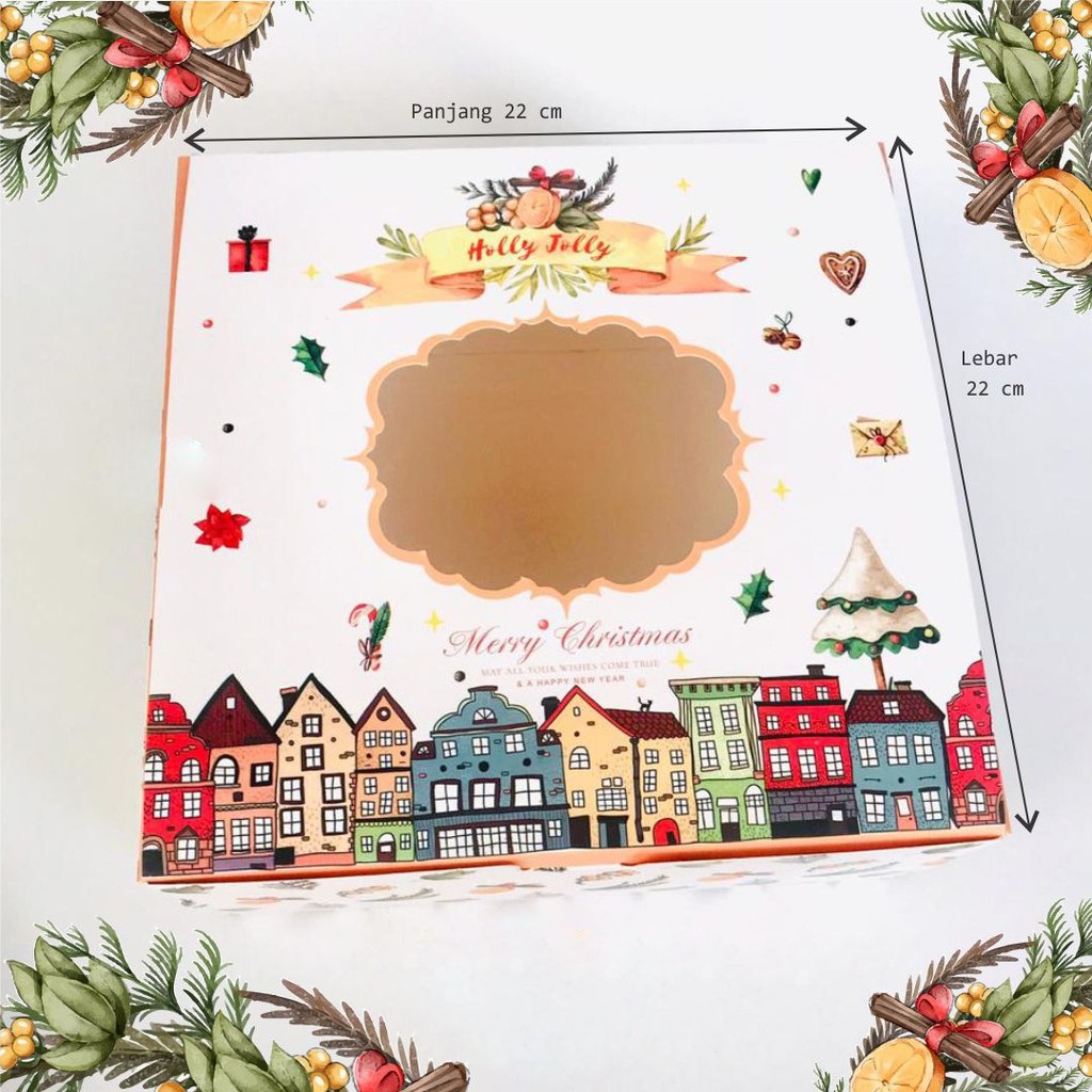 

Box Natal Kardus Toples Kue Kering 350 gram Kotak Kue Kemasan Makanan Dus Mika Paperbox Gift Hampers Packaging 22x22x10