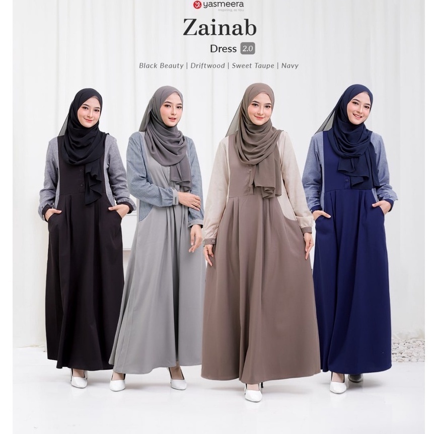 Yasmeera gamis dewasa dress simple polos terbaru baju muslim zainab dress 2.0 wanita remaja kekinian