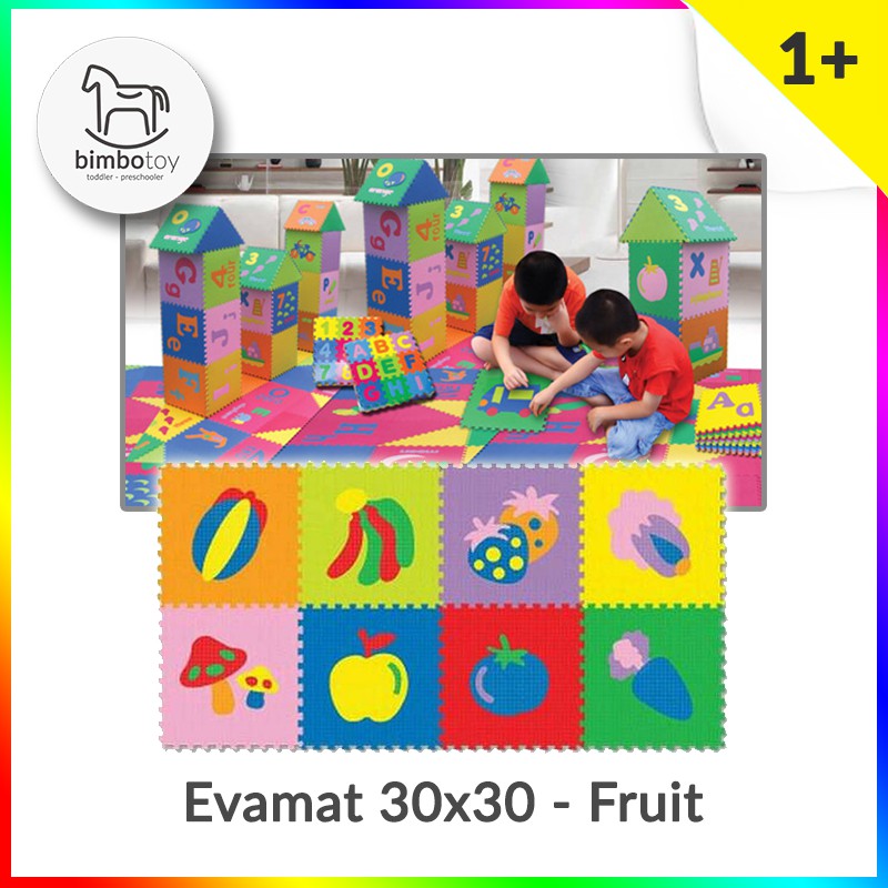 Bimbozone - Karpet Puzzle Evamat Buah | Evamat 30x30cm UNIMATS - Fruit