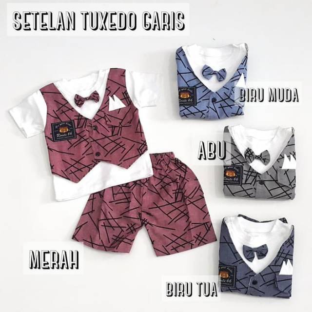 Tuxedo bayi garis Setelan vest bayi laki laki Fashion baby Baju bayi laki laki kostum bayi