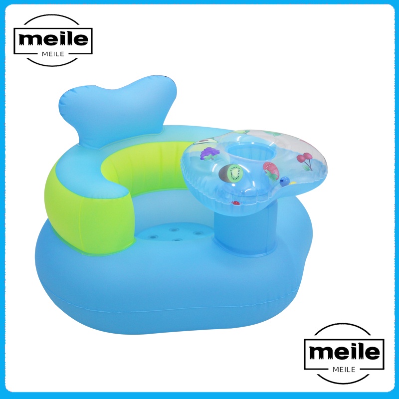 stroberi pola Sofa Tiup Kursi Pompa Musik /Tempat Duduk   Infant Seat Makan Bayi termurah musik bahan pvc anak karakter sofa angin portable bebek