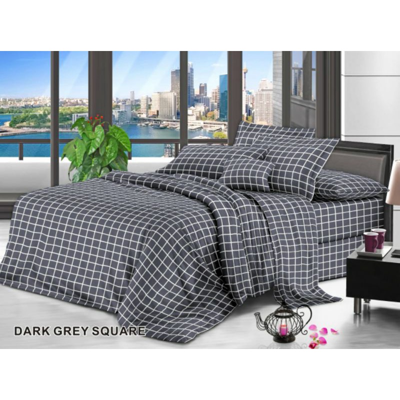 SPREI KATUN JEPANG 160X200 CM DARK GREY SQUARE