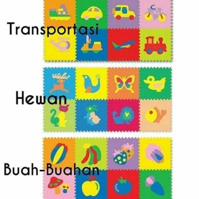 Matras Puzzle  Buah - Buahan 30 x 30 Tbl 1 Cm isi 8 Pcs / Alas Lantai / Playmat / Tikar / Karpet  / Alas Bermain anak