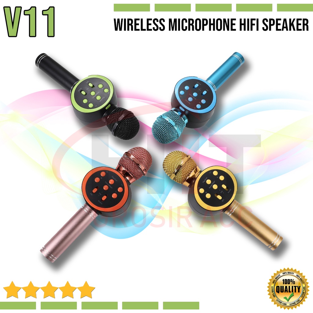 Speaker Microphone Wireless Karaoke V11 Hifi Bluetooth