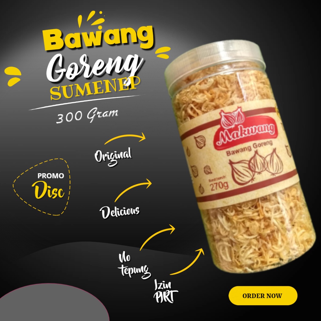 

MAKWANG BAWANG GORENG PREMIUM ORIGINAL ASLI SUMENEP 300 GRAM UNTUK CEMILAN DAN TABURAN MAKANAN 02