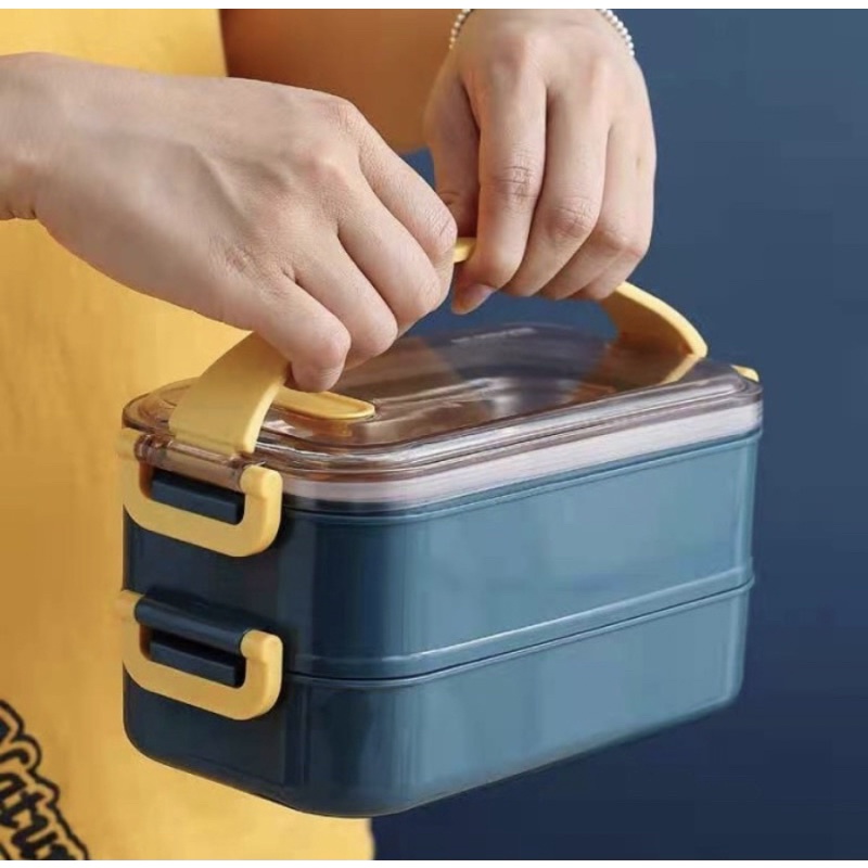 LUNCH BOX 2 LAYER / KOTAK BEKAL MAKAN 2 TINGKAT KEEP WARM FOOD GRADE