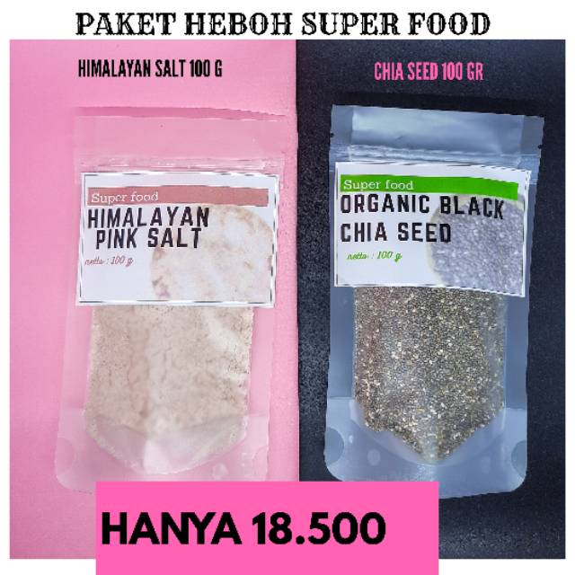 

[PAKET JSR] HIMALAYAN SALT 100 G + CHIA SEED 100 G / HIMSALT 100 G + CHIA SEED 100 G