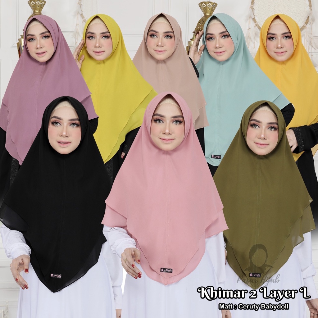 Khimar 2 Layer Size L Ceruty Babydoll Original By Nayla Hijab Kerudung Ceruty Jumbo Pasar Hija'b