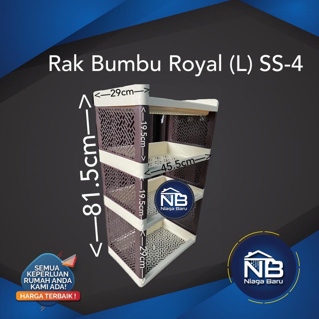 Rak Plastik Serbaguna Susun 4 L Rak Susun Rak Portable Rak Bumbu Royal
