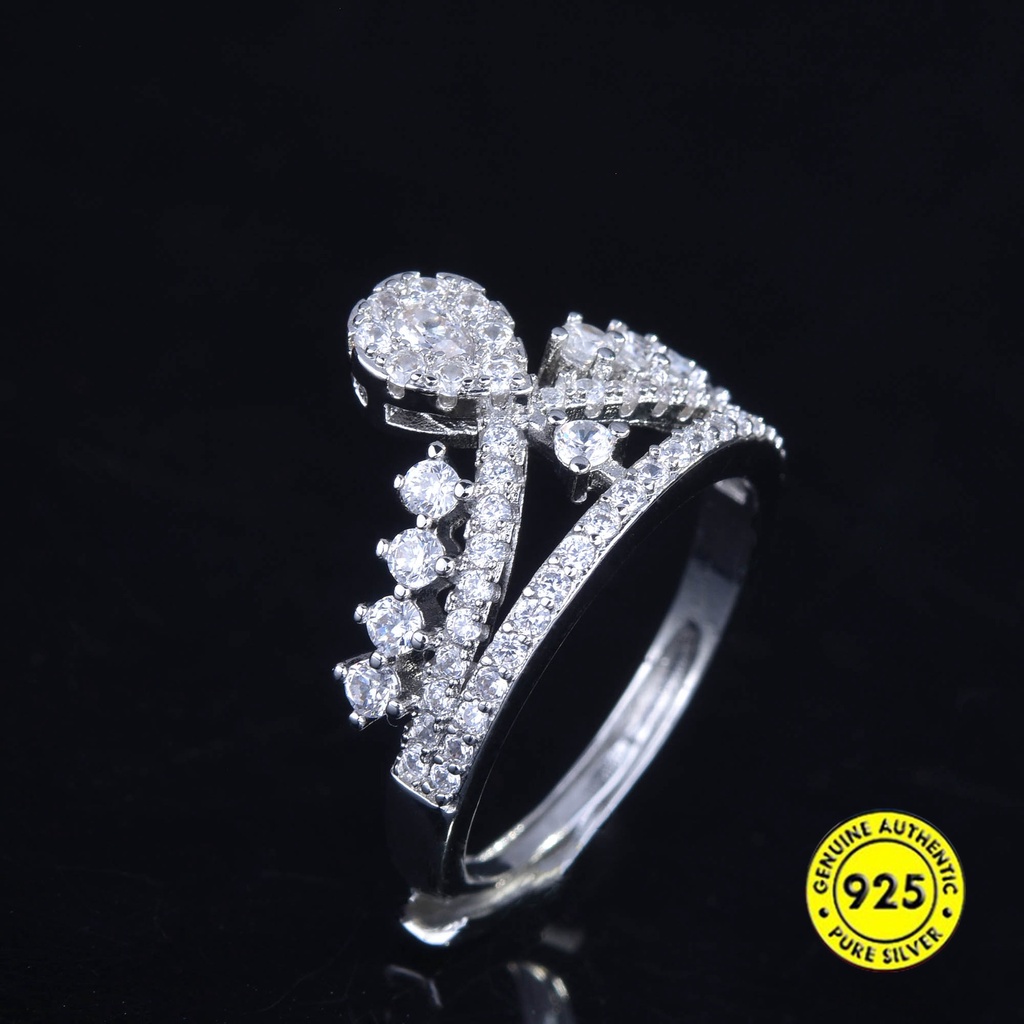 Cincin Bentuk Mahkota Aksen Berlian Penuh Gaya Eropa Dan Amerika Untuk Wanita