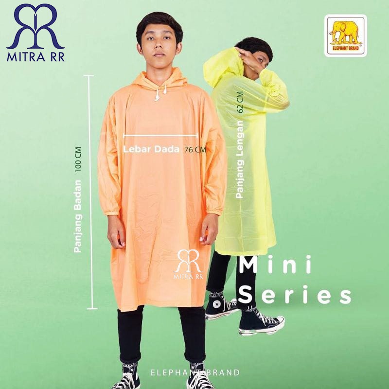 Jas Hujan Ponco Lengan Mini Raincoat Travelling Poncho Remaja PVC Murah Elephant Brand