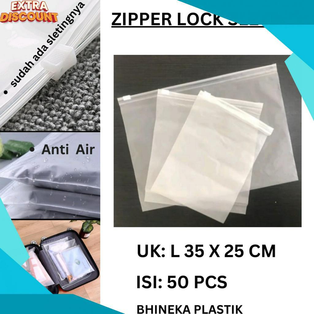 GROSIRAN MURAH Plastik Ziplock Baju Uk 35x25cm  isi 5 Pcs  Travel Bag Pouch Zipper Plastik Ritsletin
