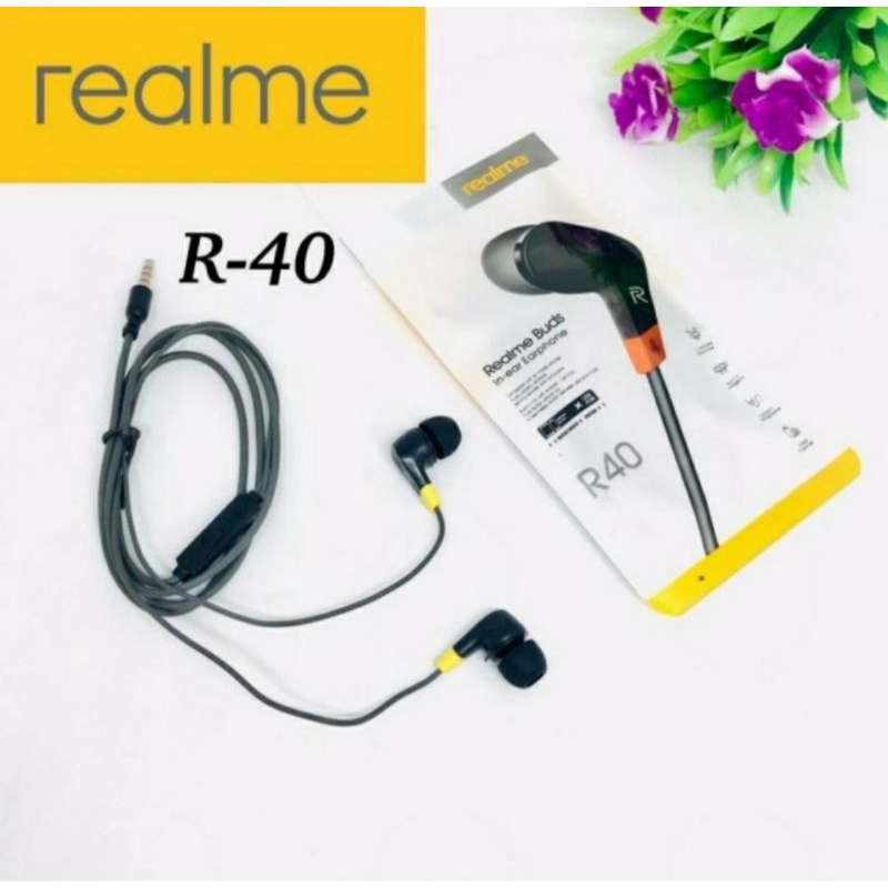 headset realme handsfree realme r40 bazz dan stereo earphones