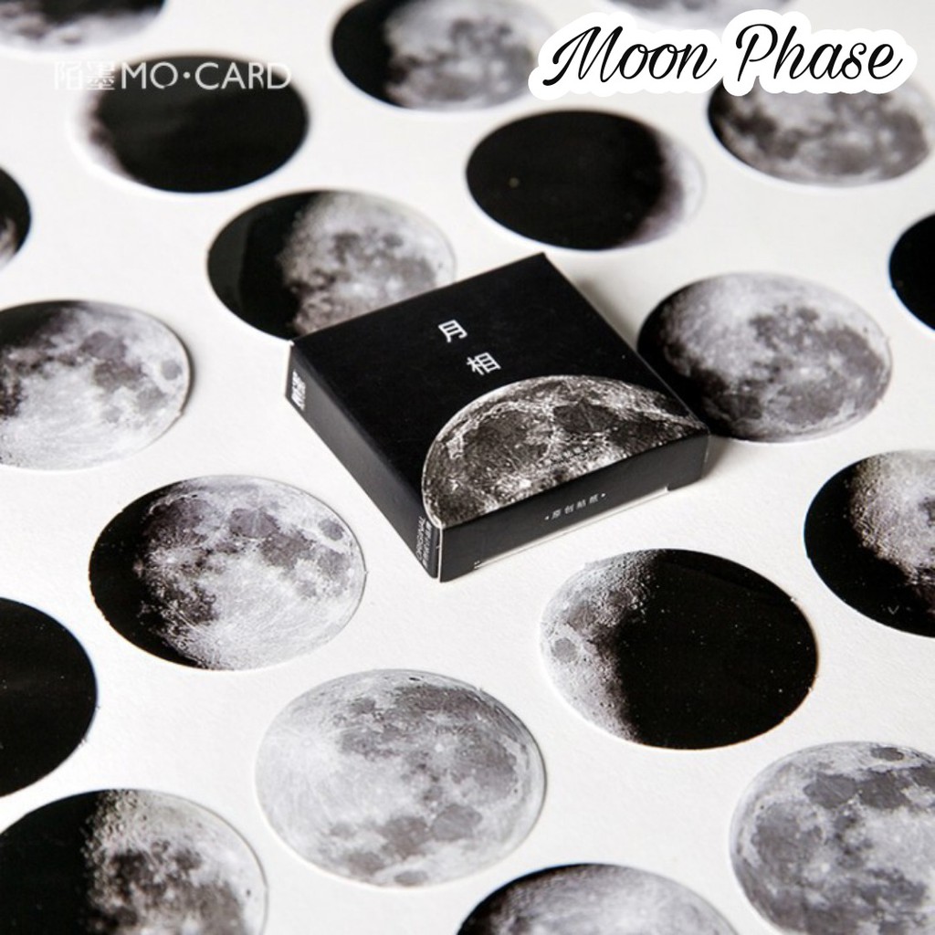 45pcs Aesthetic Stiker Box Lucu Murah Dekorasi Hias Diary/Journal/Scrapbook/DIY-Moon Phase