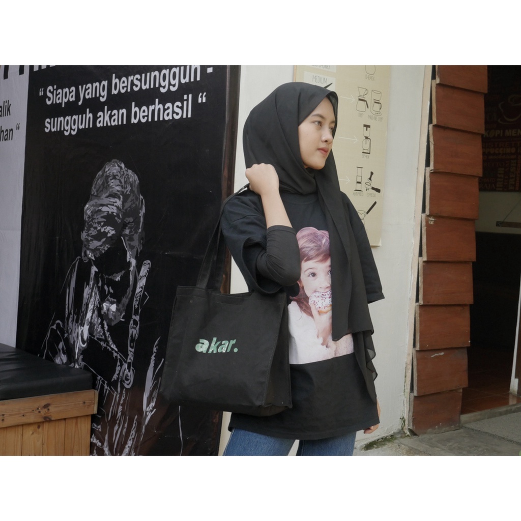 Totebag Wanita Kanvas Aesthetic Tas Tote Bag Sekolah Kuliah Korea Terbaru