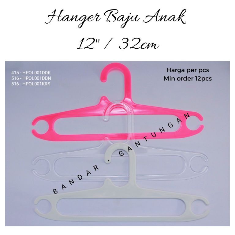 Hanger Plastik Anak 32 Cm Putih / Display Gantungan Baju Anak 12 Inch/Hanger Pakaian Anak(BH)