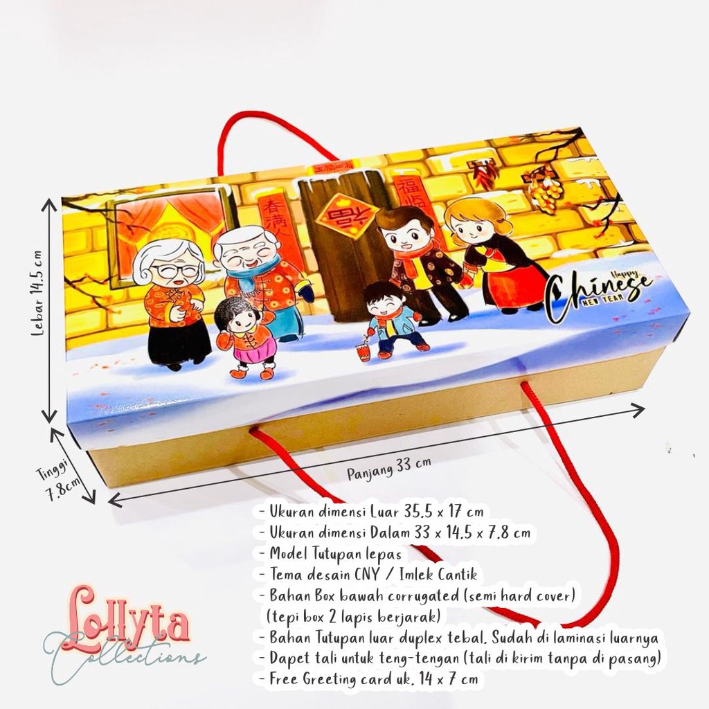 

Box kuker isi 2 toples Bulet 500gr / isi 4 toples persegi 350gr Tema CNY / IMLEK