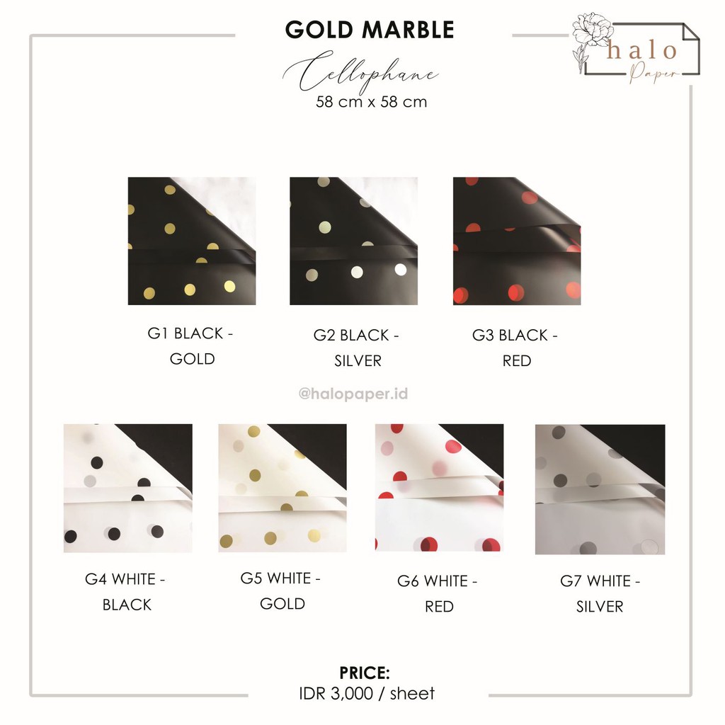 

(1 Lembar) FLOWER WRAPPING PAPER WATERPROOF POLKADOT CELLOPHANE