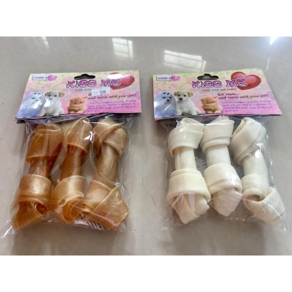 Tulang KISSME Knotted Bone 4&quot; ISI 3PCS Tulang GIGITAN ANJING