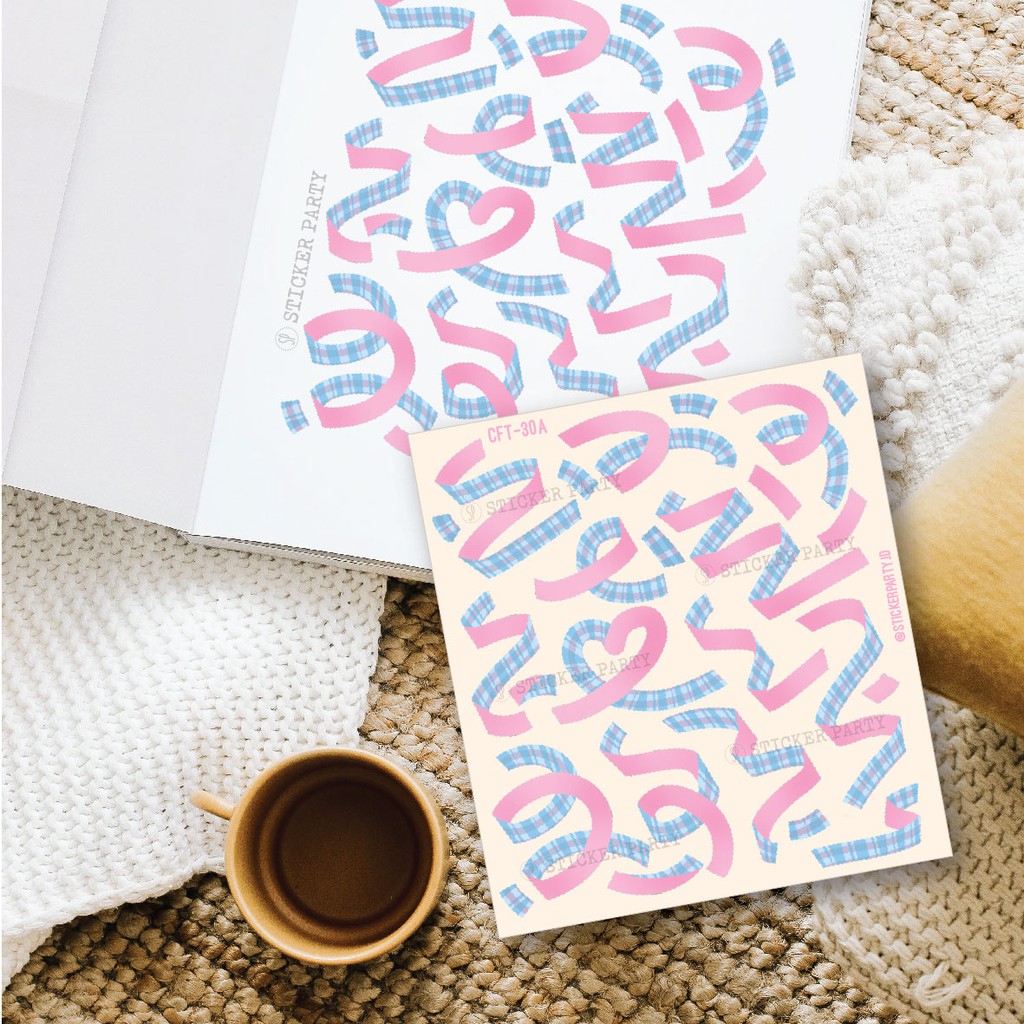 

[Sticker Party] Stiker Pita Plaid Pastel Swirl Checkers Toploader Deco Polaroid Kpop Pink Biru CFT30