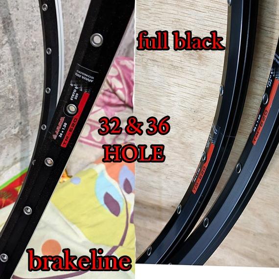 Velg Rims Sepeda 26 MTB. ALLOY DOUBLE WALL BRAKELINE/FULL BLACK. ARAYA TM-620
