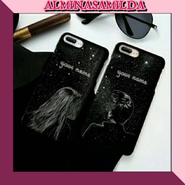 Case couple Black cute bisa request nama for all tipe hp oppo,xiaomi,vivo,samsung,iphone