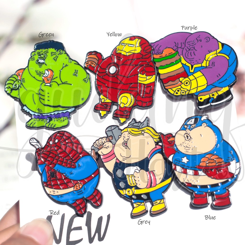 Pin Chubby Heroes Iron Man Captain America Thor Thanos Lucu Bros Tas Unik GH 208741