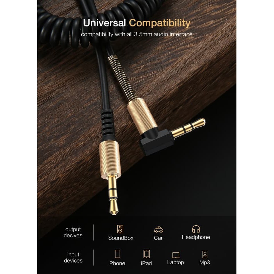 Kabel AUX SIKU L Jack Audio Male Cable 1.5m Spring 3.5mm 150cm HP laptop port jnp