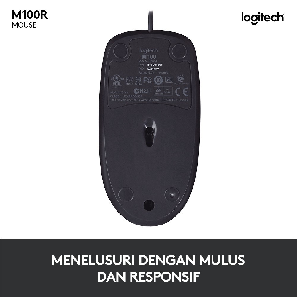 Logitech M100r USB Optical Wired Mouse