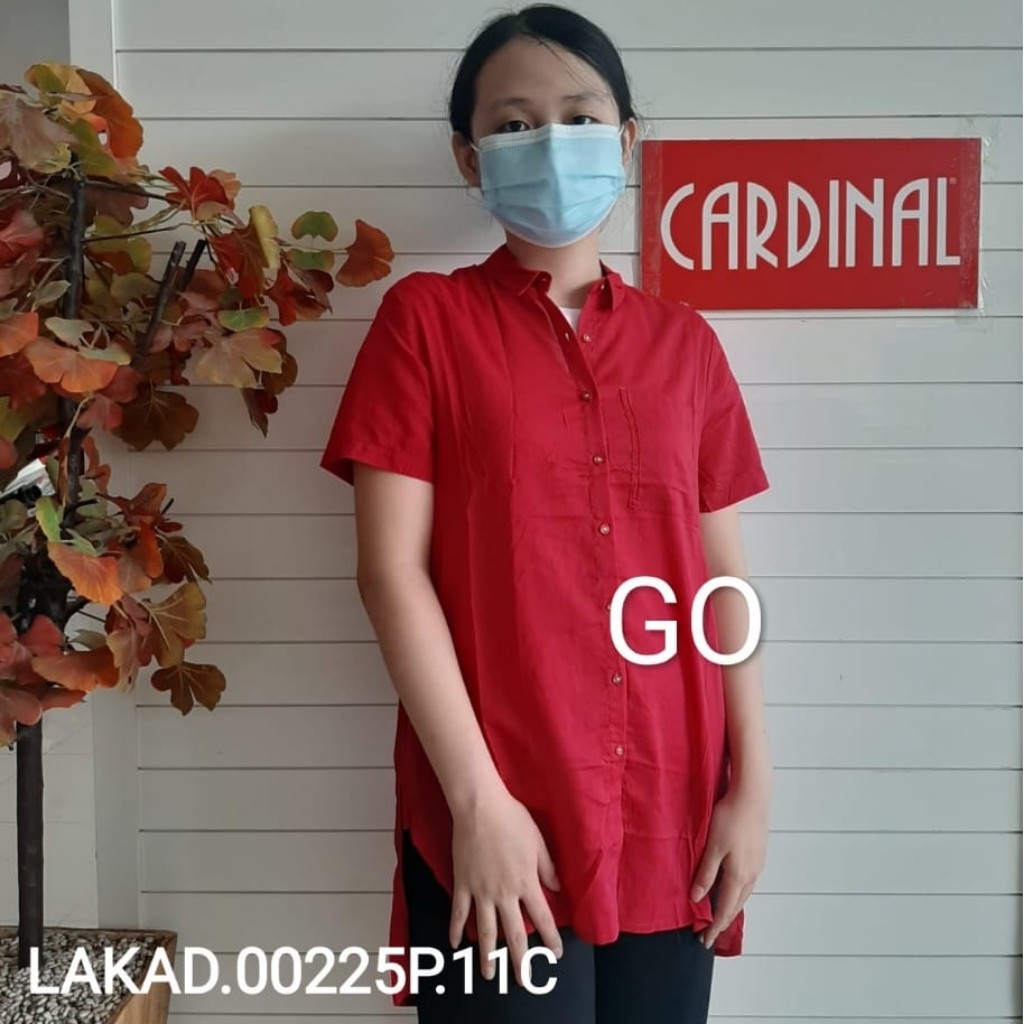 gos CARDINAL GIRL KEMEJA Pakaian Wanita Atasan Kemeja Hem Casual Santai Original Lengan Pendek Bagus