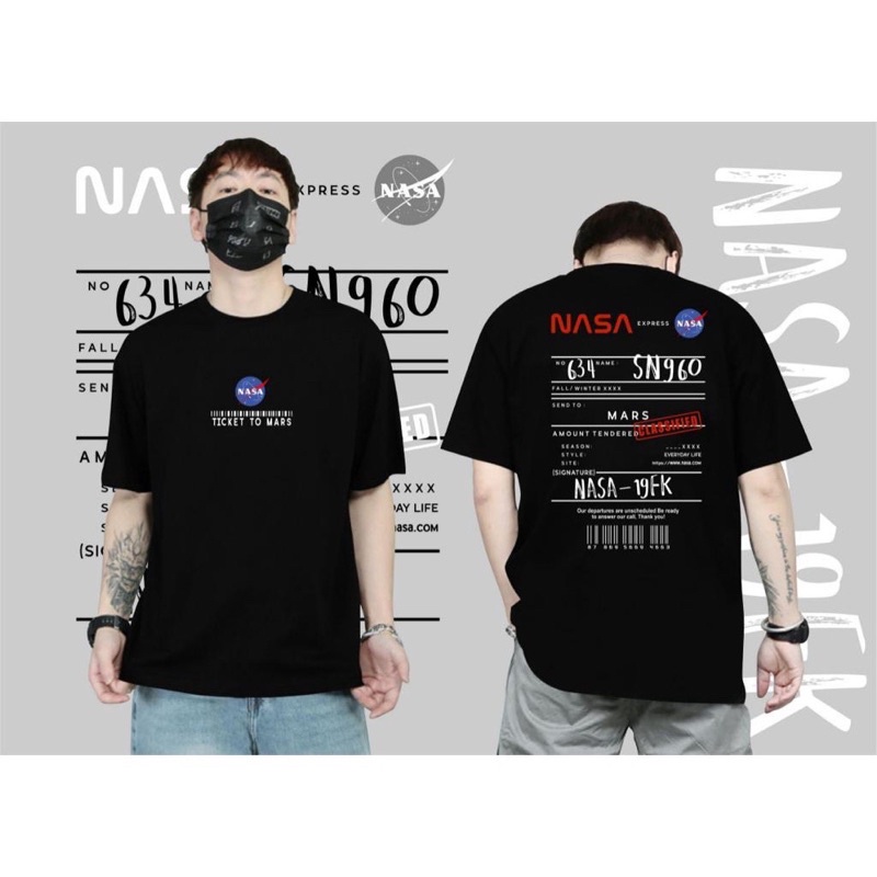 NASA KAOS NASA BAJU KAOS T SHIRT PRIA WANITA DISTRO TICKET MARS NASA H M USA PRIA WANITA ORIGINAL L