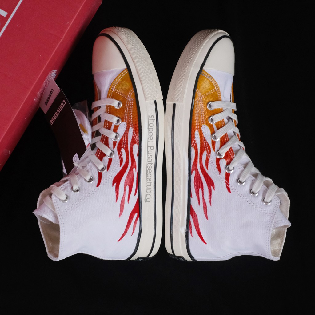 CONVERSE FLAME HIGH WHITE RED MOTIF 70S EGRET