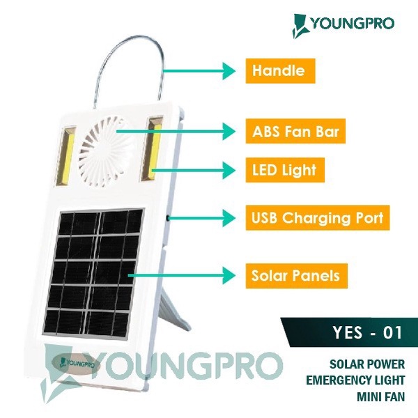 SOLAR FAN LIGHT LAMPU PLUS KIPAS GARANSI 1 TAHUN -YOUNGPRO YES-01