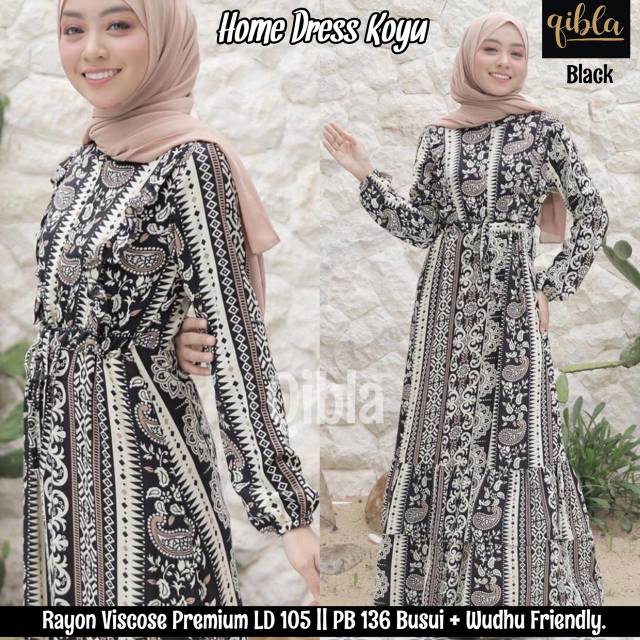 Dress koyu/dress motif/pakaian wanita