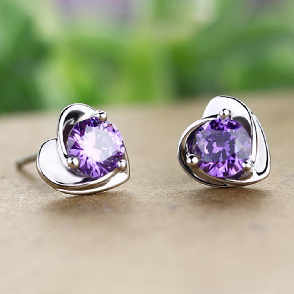 Hu Hu Hu Hu Hu Alat Bantu Pasang Kacamata♡ Anting Stud Bentuk Hati Aksen Berlian Imitasi Untuk Wanita