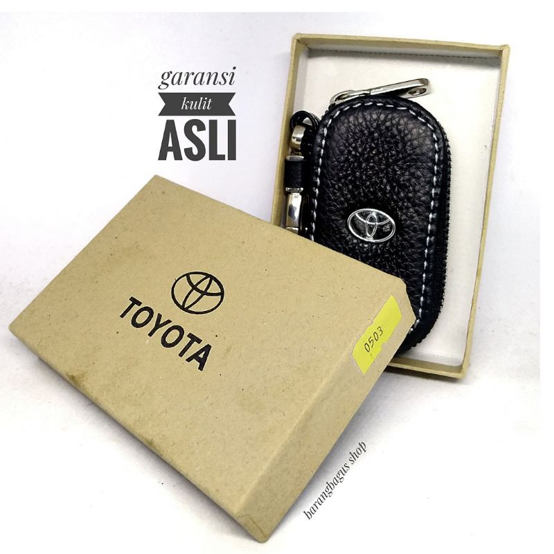 Dompet Hardcase Tempat Remote Mobil Kulit Gantungan Logo TOYOTA