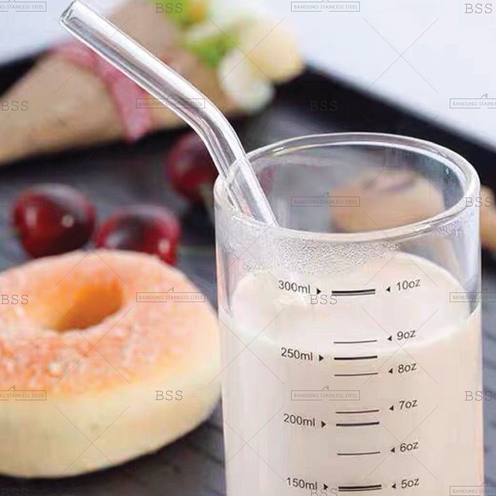 Sedotan Kaca Borosilicate Lurus Bengkok Smoothies Bening Transparan Pyrex Reusable Eco Friendly