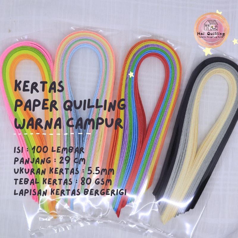 

Kertas Paper Quilling / Warna Campur/100 lembar/29 cm/0.5 cm