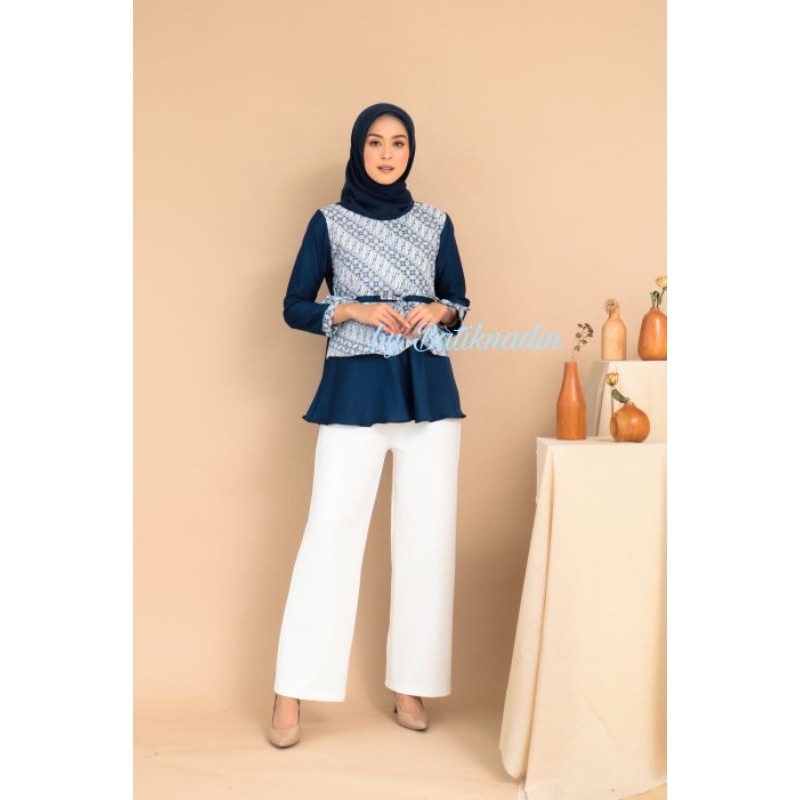 Atasan Batik Wanita Kerja Jumbo Dolby Dolbi Dobby Doby Modern dan Terbaru 2020-Navi
