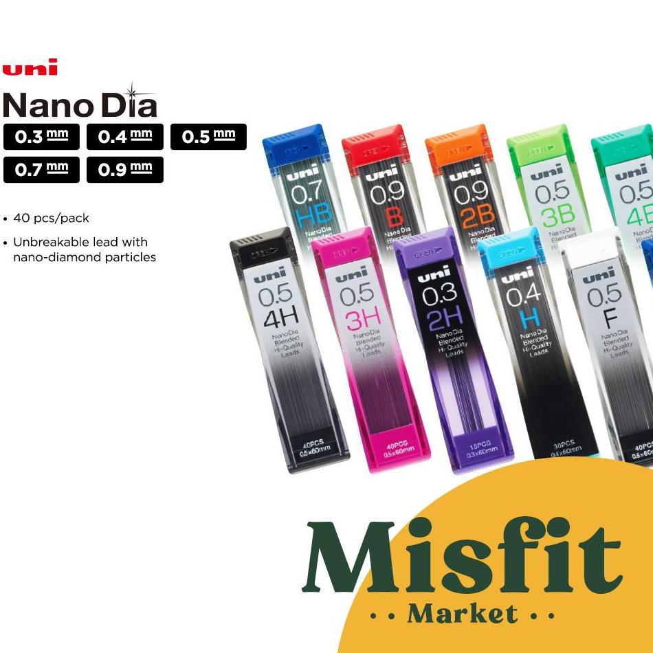 

Full Promo Ote30 UNI NANO DIA Pencil Lead Refill 0.3 0.4 0.5 0.7 0.9 mm isi pensil mekanik kuru toga kurutoga pilot zebra NanoDia ^