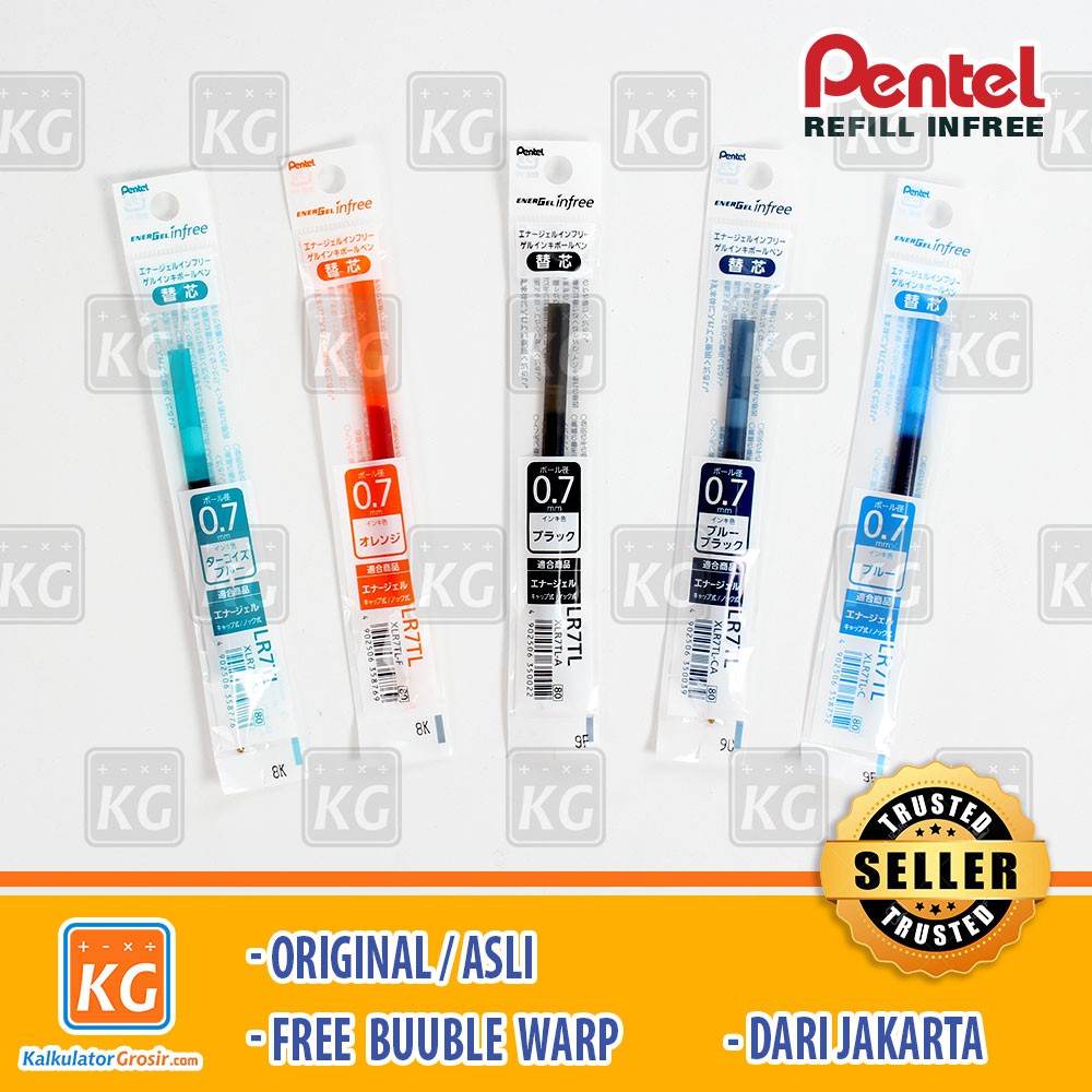 Refill Pen Pentel Infree Energel-X Isi Ulang Pulpen Gel  0.4mm / 0.5mm / 0.7mm XLRN5 - XLR7 BLN-BL