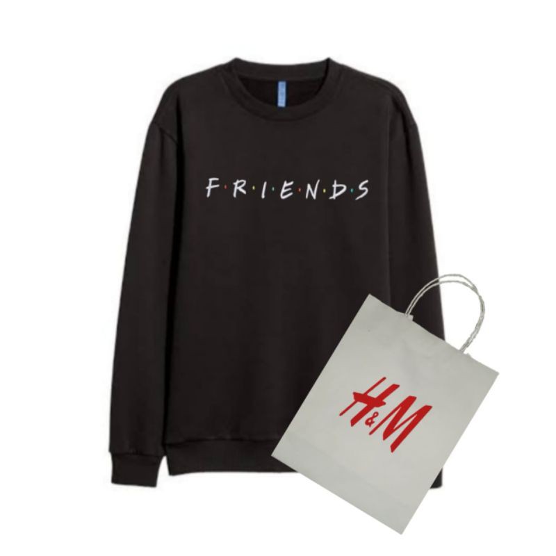 SWEATER H&M ORIGINAL FRIENDS BLACK & PAPER BAG HNM SALE CREWNECK H&M WANITA SWEATER HNM ORIGINAL