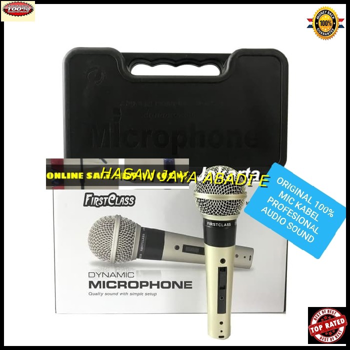 Original firstclass Mic kabel Microphone sing golden song cable karaoke vocal audio sound mik pengeras suara pro profesional vokal mikrophone dynamic aux asli music bahan metal  GARANSI UANG KEMBALI JIKA TERBUKTI TIDAK ORIGINAL  Bahan dari BESI Langsung n