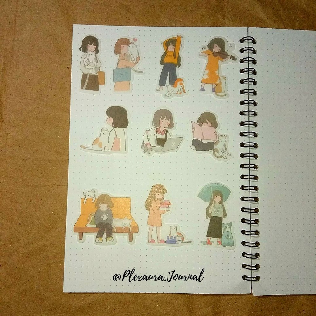 

Sticker Bujo Girls Korean Style Girl With Cat Murah Bahan Washi