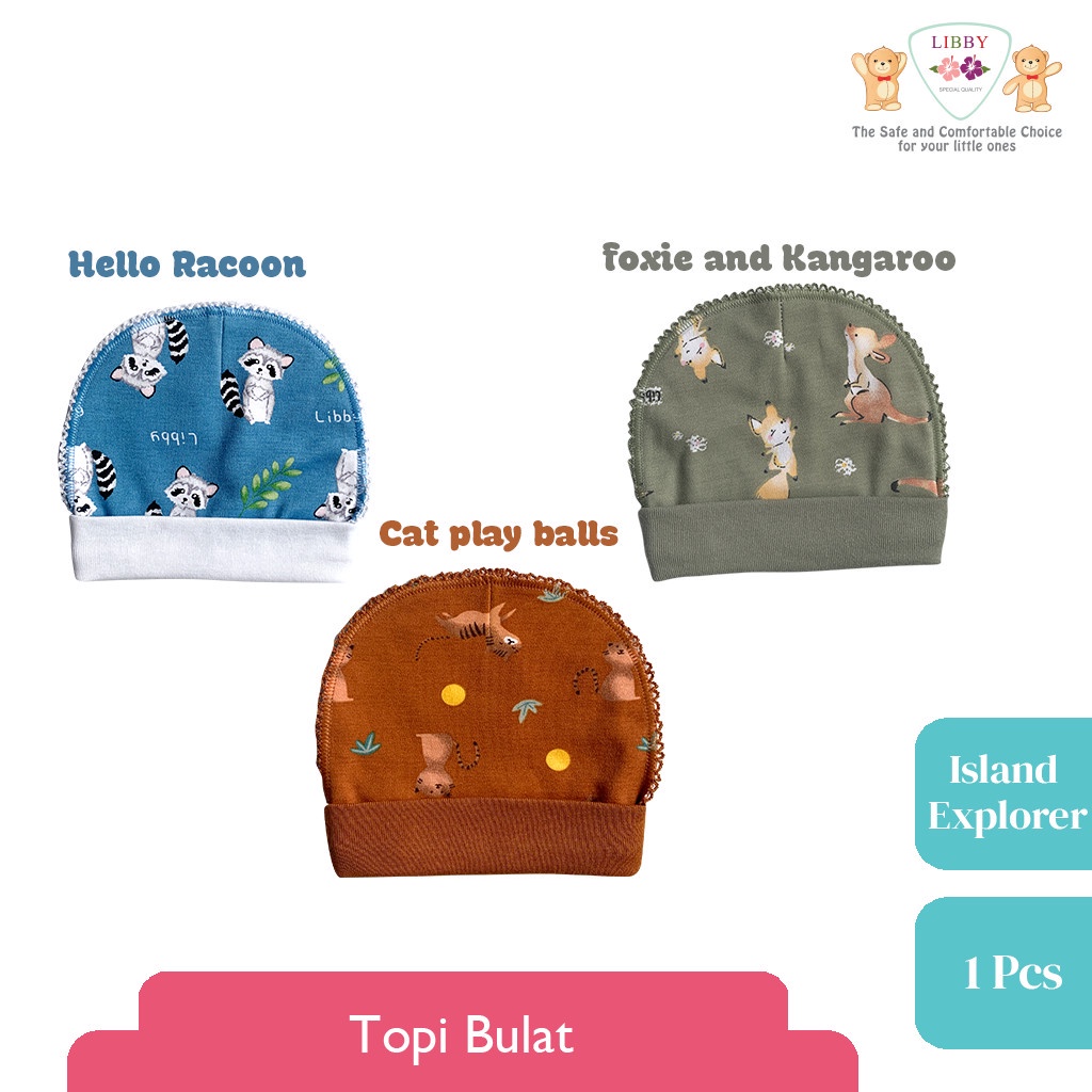 Topi Bayi Newborn LIBBY Motif Island Explorer (1 pcs)