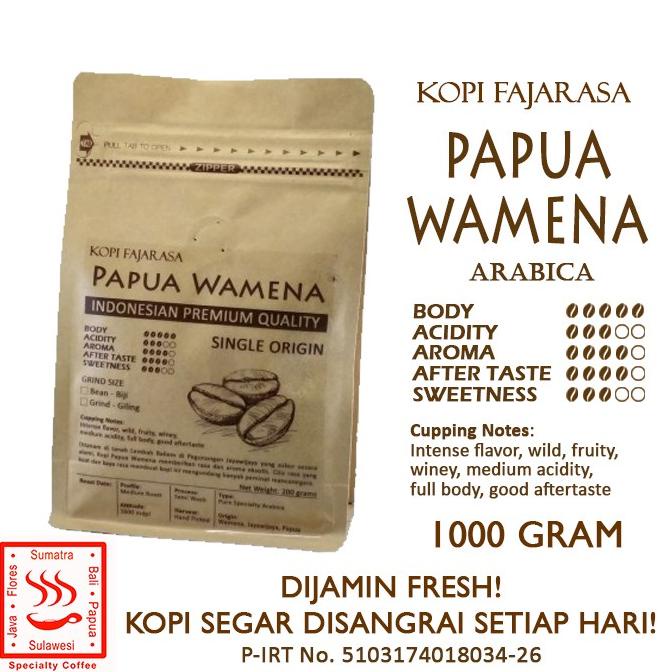 

Kopi Fajarasa Papua Wamena Biji Kopi Arabica 1 kg