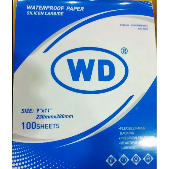 AMPLAS KERTAS/AMPLAS GOSOK/AMPLAS GOSOK ANTI AIR/AMPLAS KERTAS WD BIRU TERSEDIA 2 UKURAN/ AMPLAS PALING HALUS/ AMPLAS DUCO WD/ WATERPROOF PAPER/SILICONE CARBIDE