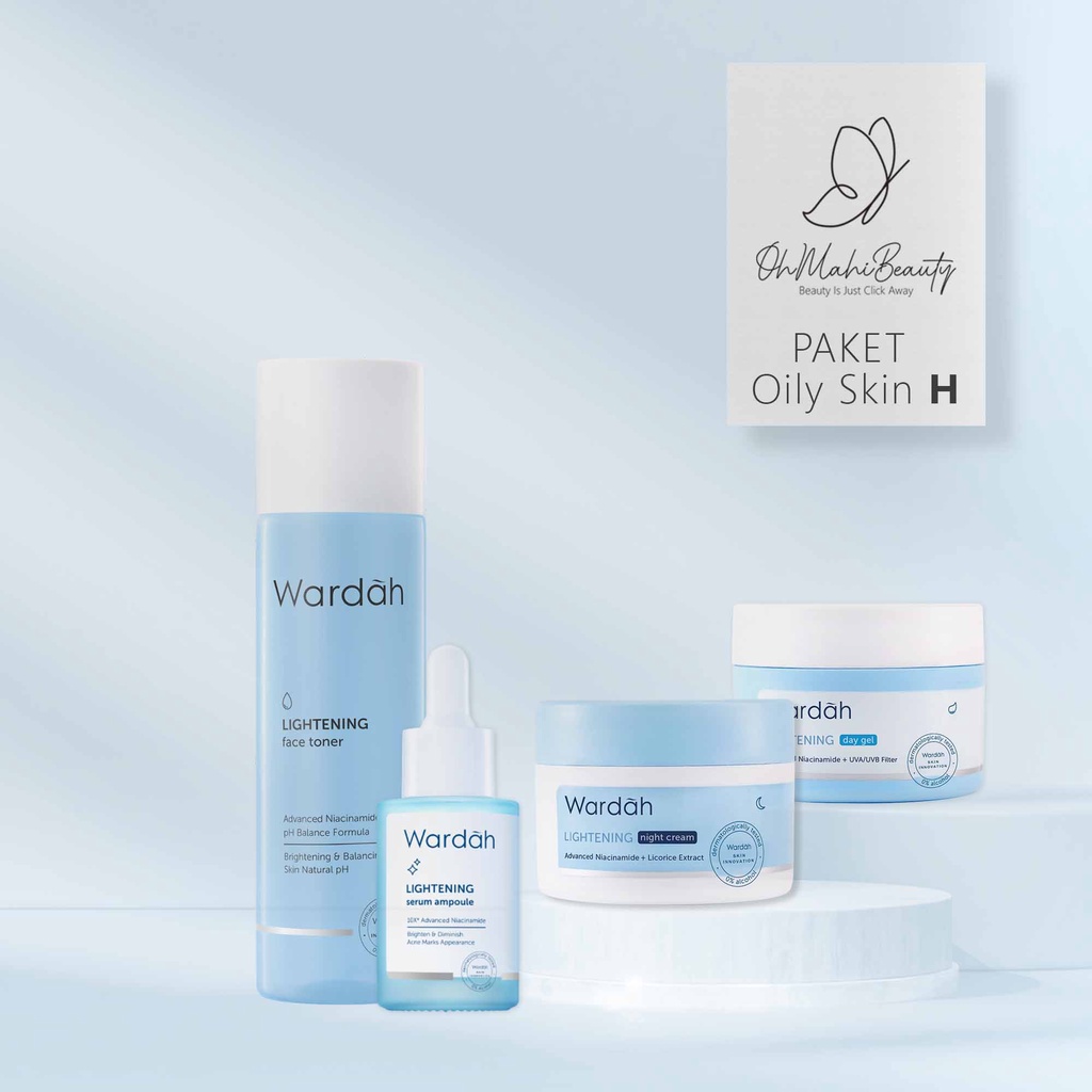 Wardah Paket Lightening Series - Paket Hemat (6pcs) (5pcs) (3pcs) - Skincare Wardah - Paket Wardah Lightening Series-Paket H Oily Skin